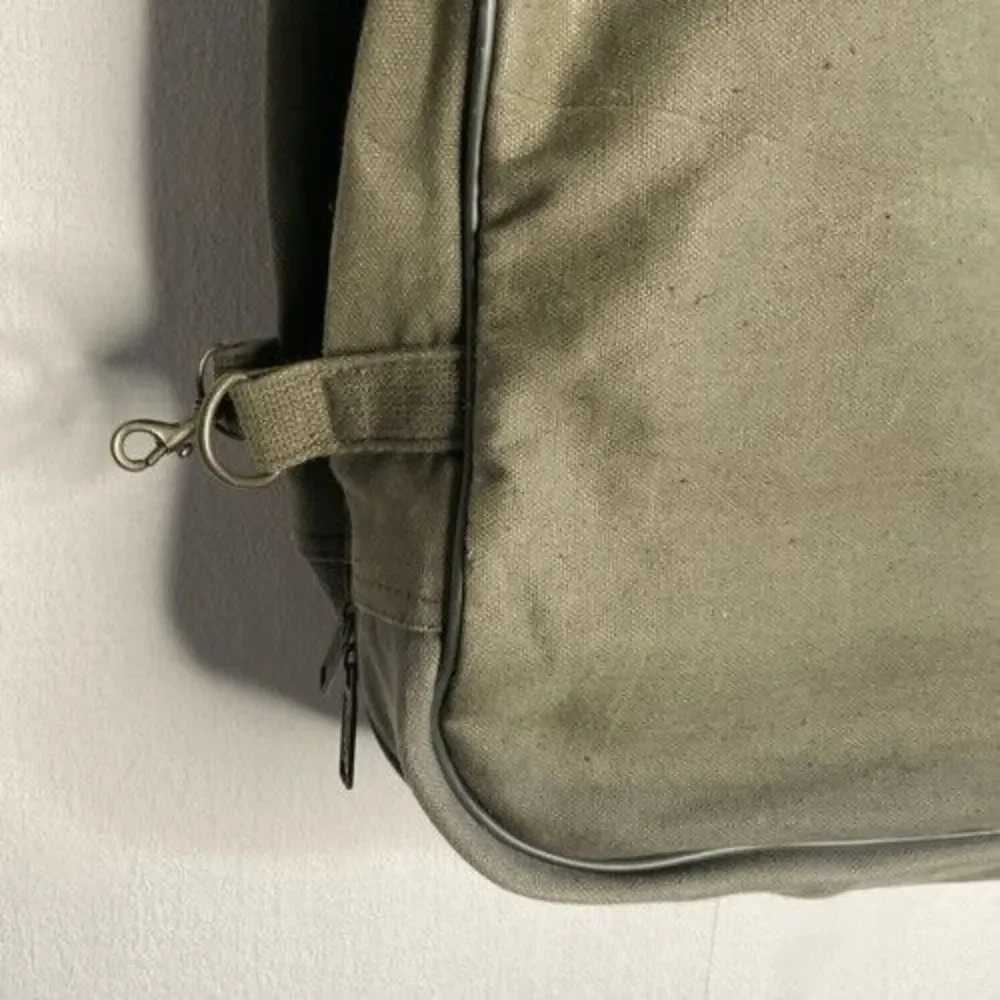VTG JEEP Wrangler Canvas Travel Equipment Garment Bag Men Size L Army Green/Tan‎